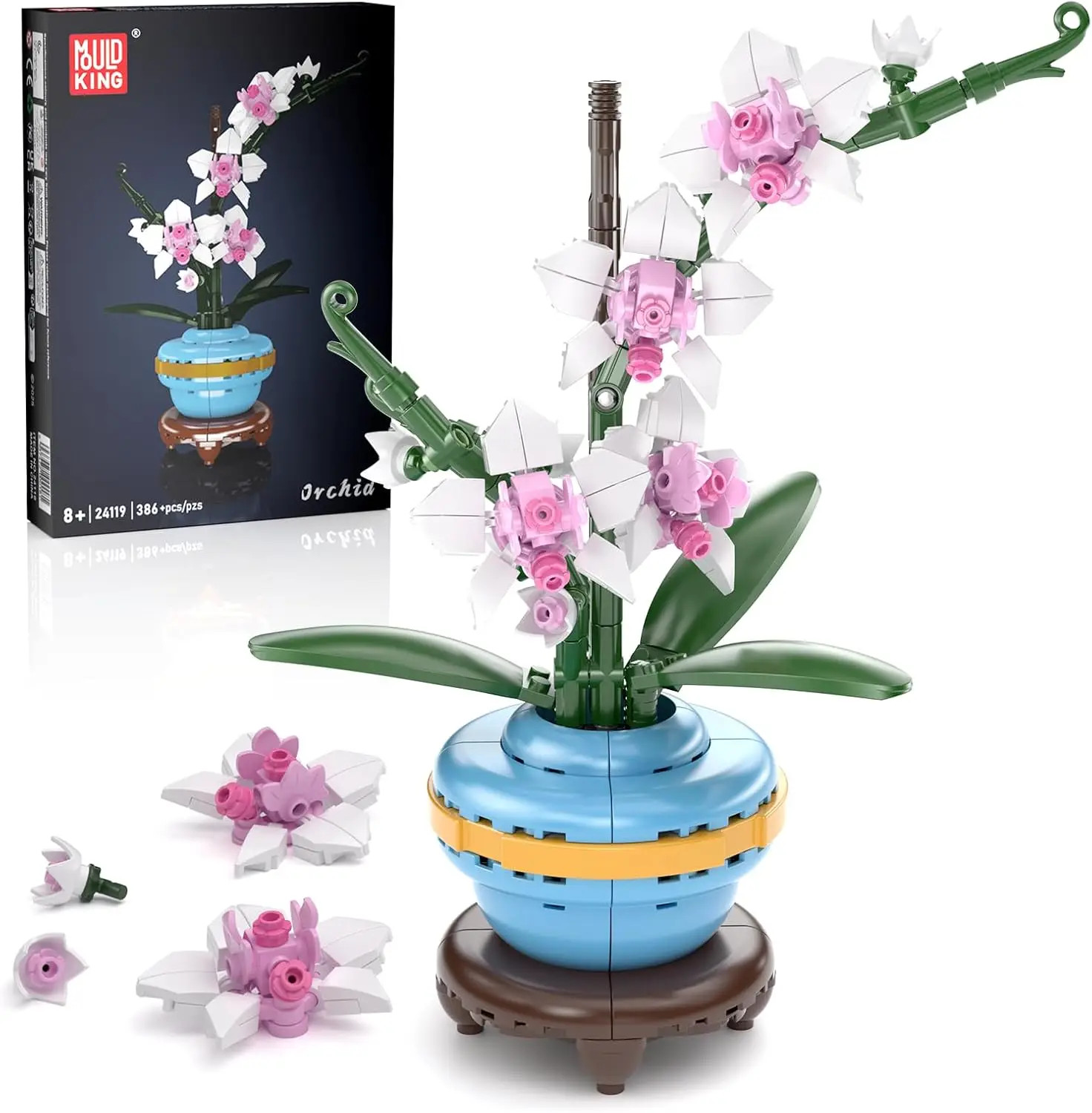 Mould King 24119 Orchid Flowers In Pot  Building Blocks Model 386pcs