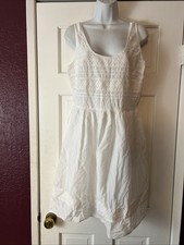 Old Navy Women’s Dress Size Large White Sleeveless Cotton Smocked 