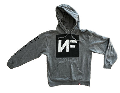 NF Rapper Real Music Pullover Hoodie Gray Sz Medium