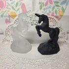 2 Custom OOAKs Mosser Black Satin & Fenton Clear Satin Glass Unicorns By JS 2026