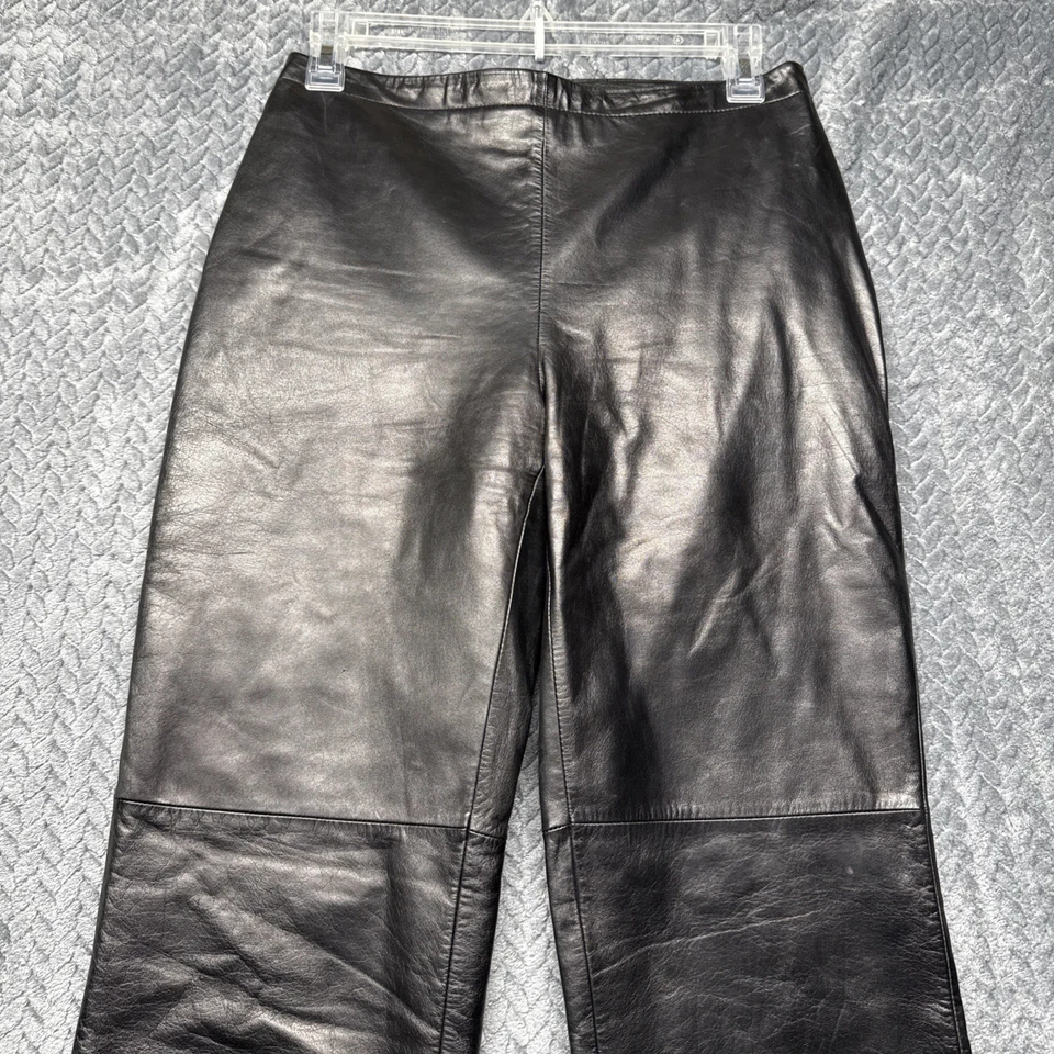 Pantalones de Cuero Ann Taylor 4 Negros Pierna Recta Forrados Cremallera Lateral De Colección 27x26.5 Foto 2 de 4
