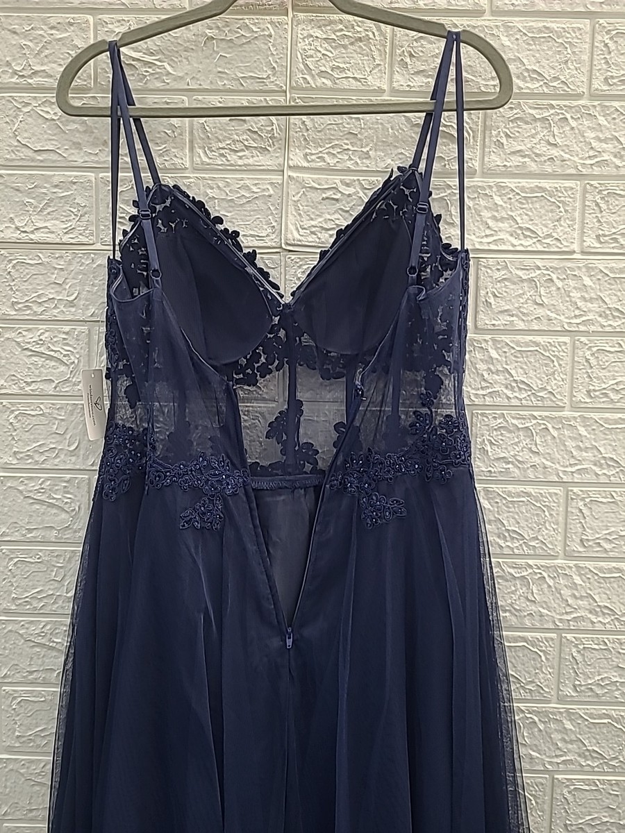 jaci rhinestone embroidered mesh formal dress Jaci Rhinestone Embroidered Mesh Formal Dress