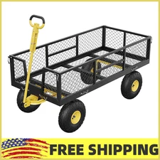 900 LBS Garden Cart on Wheels with Adjustable Handles with Removable Mesh Sides