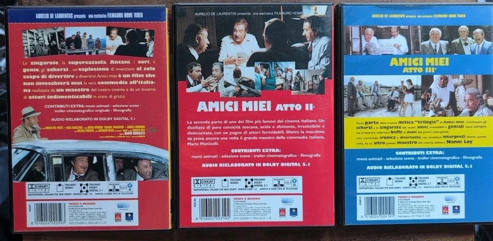 SET DVD Trilogia completa Film Saga AMICI MIEI Atto 1,2,3 Commedia italiana Cult