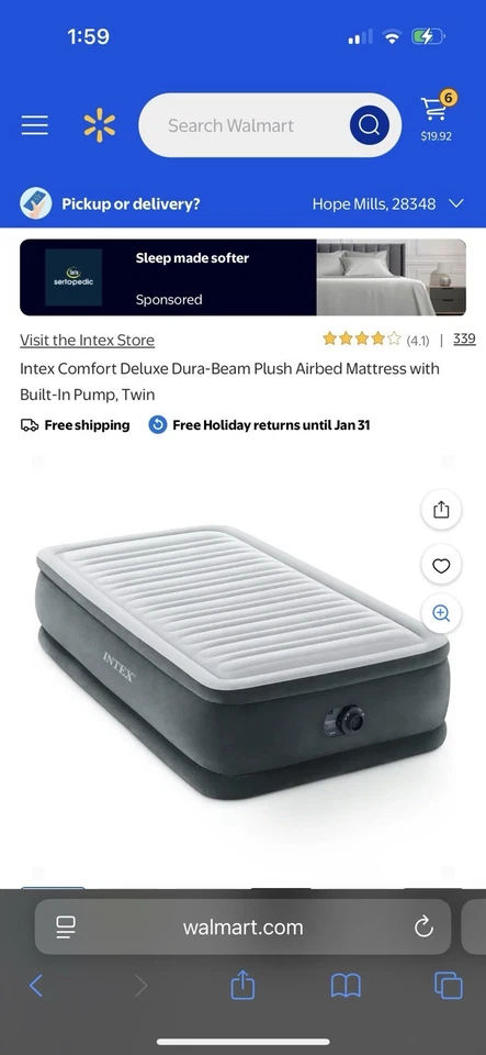 Colchón cama de aire elevado Intex Twin 20" Dura-Beam Deluxe con bomba eléctrica incorporada Foto 3 de 3