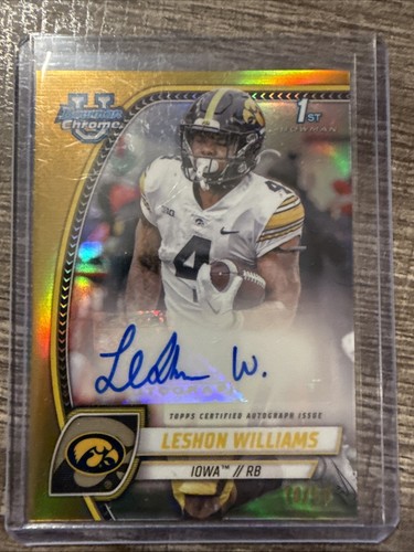 Leshon williams auto Gold Chrome Auto Refractor 2024 /50 Iowa Hawkeyes - Picture 3 of 3