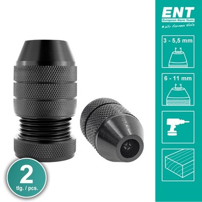 ENT 26512 2-tlg.Tiefenanschlag-Set variabel Ø 3 - 11 mm, aus Alu für Holzbohrer
