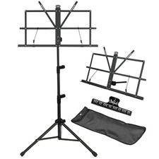 2-in-1 Folding Music Stand Dual-Use  Desktop Book Stand with Carrying Bag
