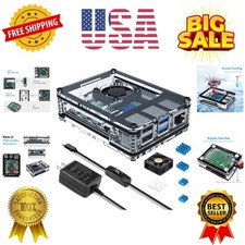 Case for Raspberry Pi 4 with Fan Cooling Pi 4B Case with 5V 3A Power Supply, ...