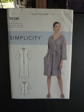 Simplicity 9139 V Neck Caftan Tunic Dress Sewing Pattern Misses' XXS-XXL 4-26