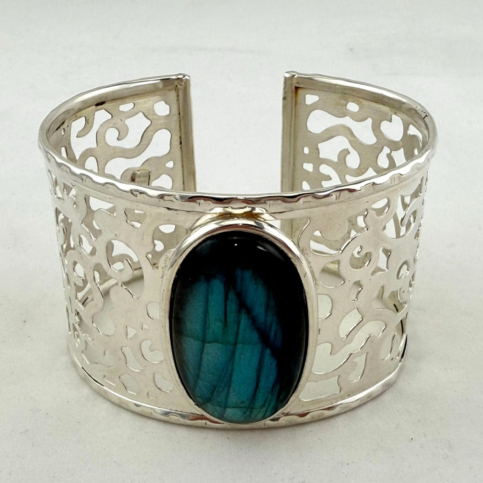 FLASHY Sterling Silver Scroll Work Cuff Bracelet … - image 5