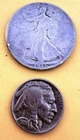 1936 S Walking Liberty Half Dollar Silver Coin + 1936 Buffalo Nickel - You Grade