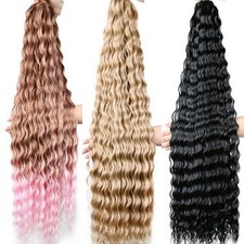 Hair Extensions Human Bundle Curly Deep Braids 30" Natural Water Wave Crochet