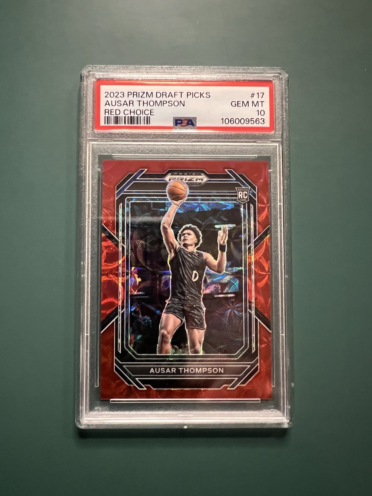 2023-24 Prizm Draft Picks Ausar Thompson Red Choice Prizm RC SP /88 PSA 10