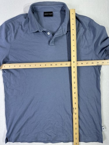 Emporio Armani Mens Polo Shirt XL Blue Short Sleeve Casual Designer Italy - Picture 3 of 4