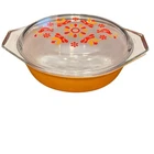 Vintage Pyrex Friendship Birds Orange 1 1/2 Quart Casserole Dish with Lid 043