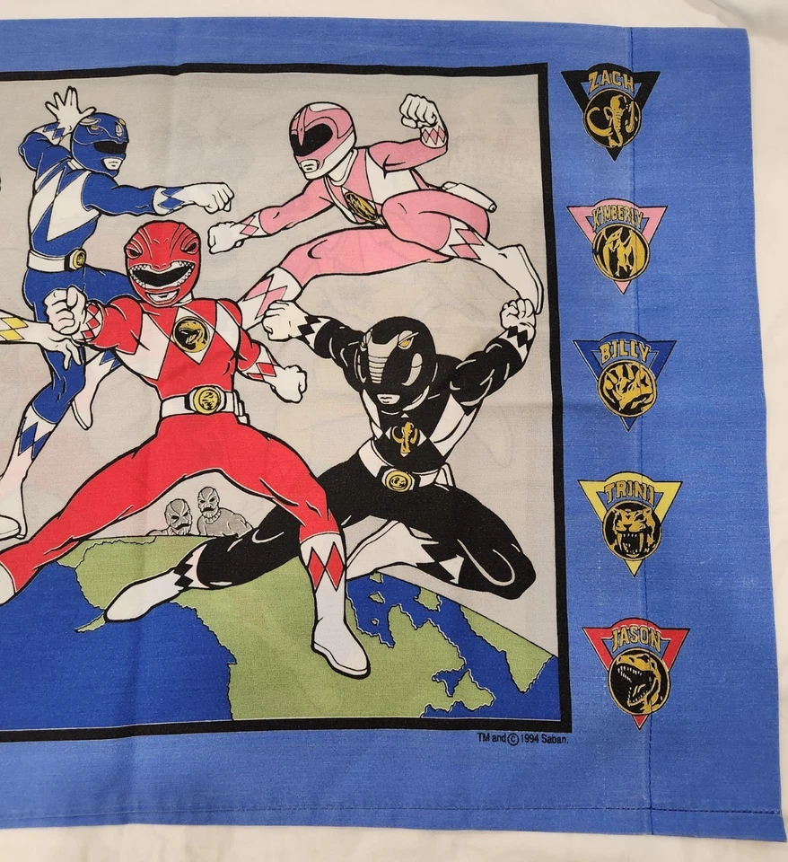 Funda de almohada Mighty Morphin Power Rangers de colección rara 1994 funda de almohada Saban Foto 2 de 4