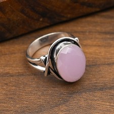 AAA Pink Chalcedony Gemstone 925 Solid Sterling Silver Handmade Ring Jewelry