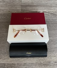 Cartier Big C Clear Frameless Lens Gold Frame Rimless Eyeglasses