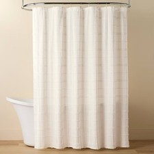 Tufted Grid Shower Curtain Cream