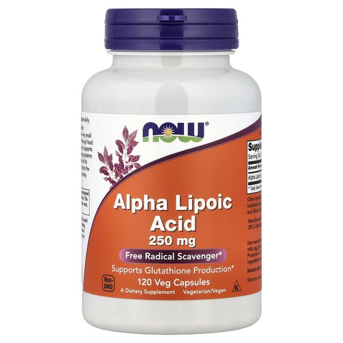 Now Foods Alpha Lipoic Acid 250 mg 120 Veg Capsules GMP Quality Assured, Kosher,