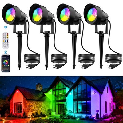 TSUNESLUX RGB Color Changing Spotlights Outdoor, LED Landscape Lighting with