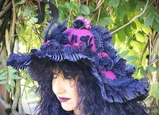 GOTHIC HAT - Burgundy Lace Victorian Inspired - One of a Kind - Wearable Art