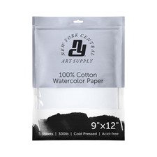 5-Pack 9x12 Inch 300lb Cold Press Watercolor Paper Sheets Professional Grade