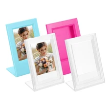 4 Pcs Mini Picture Frames 3.8 x 2.7 Inch Photo Frame, Transparent & Blue/Red