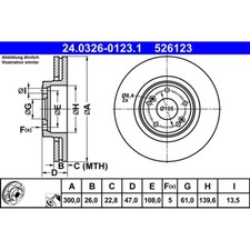 Bremsscheibe ATE 24.0326-0123.1 (2 Stk.) für Renault Laguna II