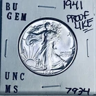 1941 BU GEM LIBERTY WALKING SILVER HALF UNC MS+++ U.S. MINT RARE COIN 7934