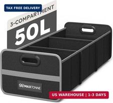 3-Comp Car Trunk Organizer with Securing Straps Built-in Handles