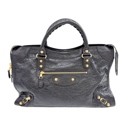 BALENCIAGA The City Black Leather Handle Bag