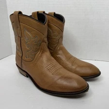 Dingo Willie Short Cowboy Boots Womens 9 M Tan Western Round Toe Bootie 6” Shaft
