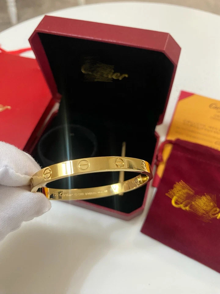 Brazalete Pulsera Chapado en Oro Amarillo 18k Talla 16 con Caja y Bolsa Foto 2 de 4