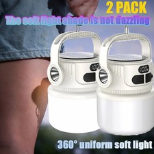 2Pcs Rechargeable LED Flashlight Solar Powered Camping Tent Light Lantern Lamp