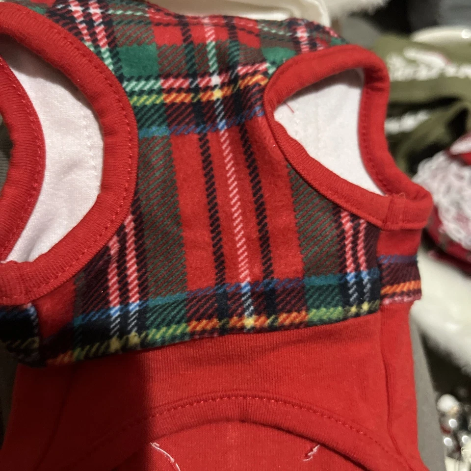 Dog Cat Shirt Top Gingerbread Overalls Xxs Christmas Ruff Ruff Holiday Party - Image 4 of 4