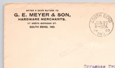 1905 G.E. Meyer & Son Hardware Merchants South Bend IN  Advertising Cover
