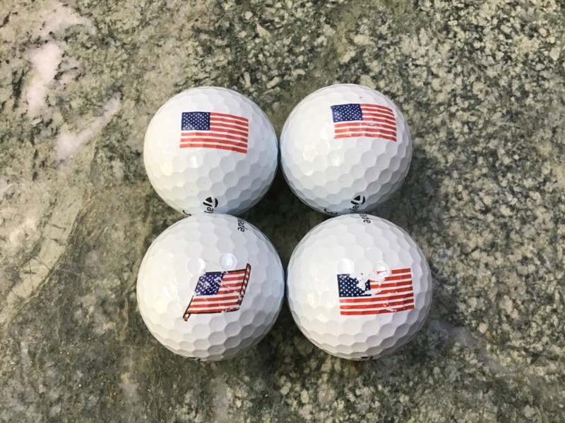 (4x) TaylorMade TP5/TP5x Red/White/Blue USA Flag Golf Balls AAAAA/5A
