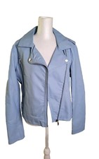 Ci Sono 100% Vegan Leather Jacket Light Blue Young Adult Teen Size M