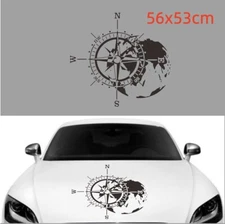 56 x 53cm Universal Car/Truck Hood Body Black Compass Sticker PVC Material 1pc