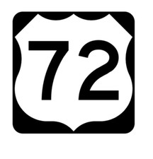 7" us route 72 highway sign road bumper sticker decal usa made