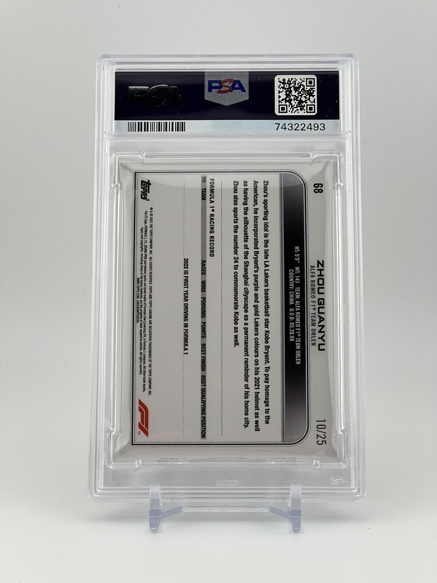 2022 Topps Chrome F1 Zhou Guanyu #68 orange Refractor /25 RC PSA 9