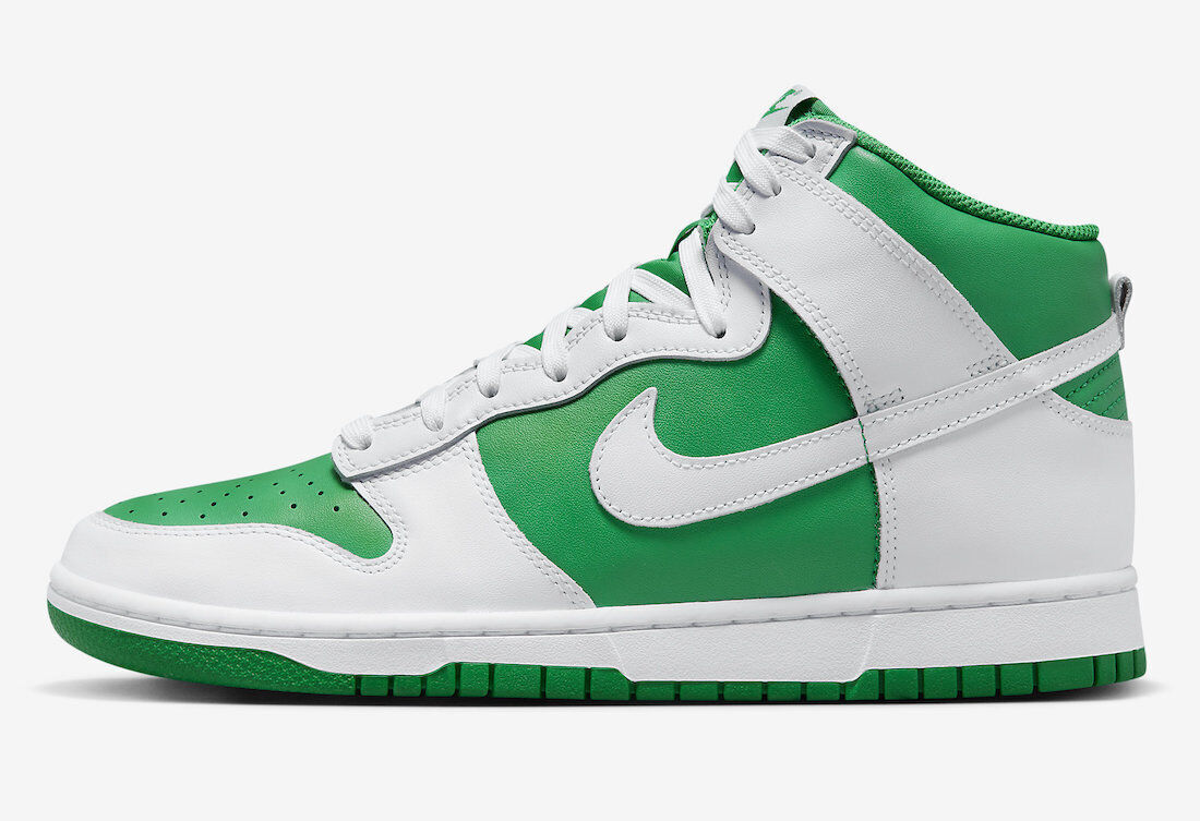 Мужские кроссовки Nike Dunk High Retro BTTYS Stadium зелено-белые DV0829-300 размера