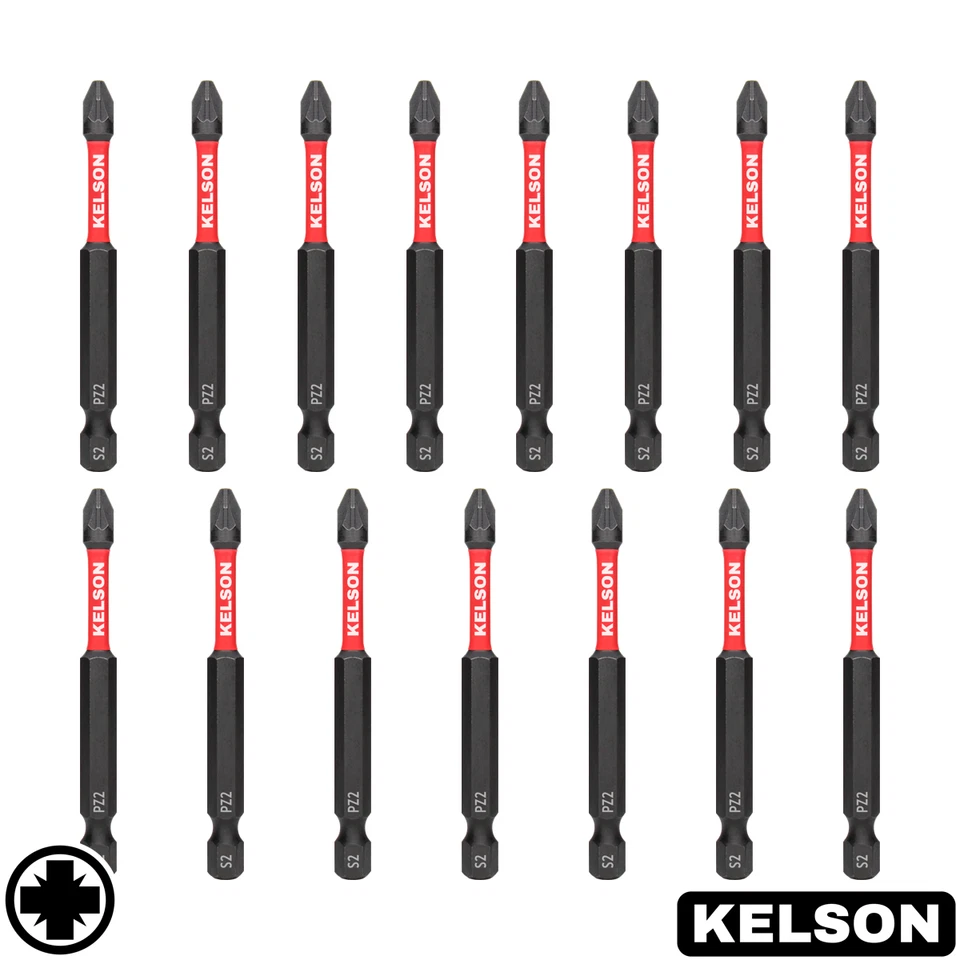 PZ2 75mm Long Pozi 2 Impact Screwdriver Bits Magnetic 1/4" Universal KELSON - Image 3 of 4