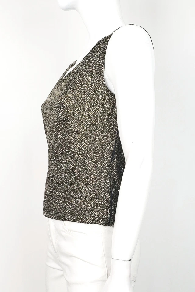 Camiseta sin mangas VERA MONT de colección noche cóctel noche estrás plata brillo metálico L Foto 3 de 4