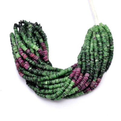 1 Strand 5mm 6mm Natürliche Rubin Zoisit Heishi Glatt Rad Edelsteinperlen 40.6cm