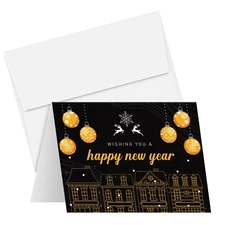 2026 Happy New Year Greeting Cards, Holiday Christmas Xmas, 25 per Pack