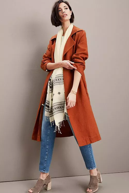 Eileen fisher linen trench coat sale