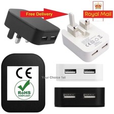 2.1 AMP Fast Dual Twin 2 Port USB Folding Charger UK Mains Wall Plug Adapter